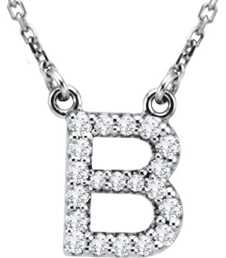 14K White Gold 1/8 CTW Natural Diamond Initial B 16" Necklace