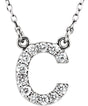 14K White 1/8 CTW Natural Diamond Initial C 16" Necklace