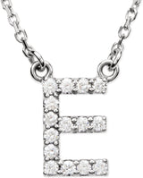 14K White Gold 1/8 CTW Natural Diamond Initial E 16" Necklace