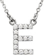 14K White Gold 1/8 CTW Natural Diamond Initial E 16" Necklace