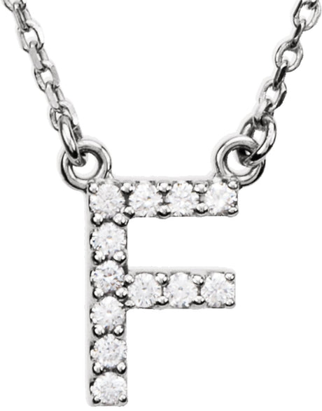 14K White Gold 1/8 CTW Natural Diamond Initial F 16" Necklace
