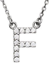 14K White Gold 1/8 CTW Natural Diamond Initial F 16" Necklace