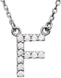 14K White Gold 1/8 CTW Natural Diamond Initial F 16" Necklace