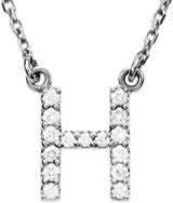 14K White Gold 1/8 CTW Natural Diamond Initial H 16" Necklace