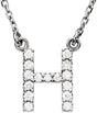 14K White Gold 1/8 CTW Natural Diamond Initial H 16" Necklace