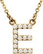 14K Yellow Gold 1/8 CTW Natural Diamond Initial E 16" Necklace