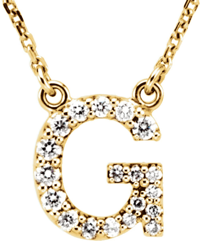 14K Yellow 1/6 CTW Natural Diamond Initial G 16" Necklace