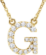 14K Yellow Gold 1/6 CTW Natural Diamond Initial G 16" Necklace