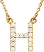 14K Yellow 1/8 CTW Natural Diamond Initial H 16" Necklace