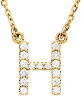 14K Yellow Gold 1/8 CTW Natural Diamond Initial H 16" Necklace