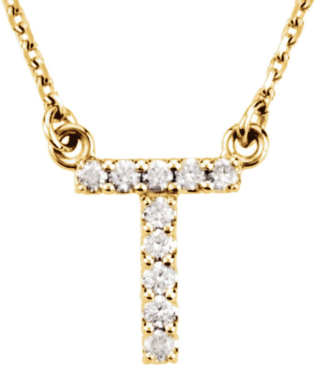 14K Yellow 1/10 CTW Natural Diamond Initial T 16" Necklace