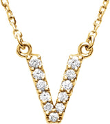 14K Yellow 1/8 CTW Natural Diamond Initial V 16" Necklace