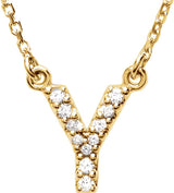14K Yellow Gold .08 CTW Natural Diamond Initial Y 16" Necklace