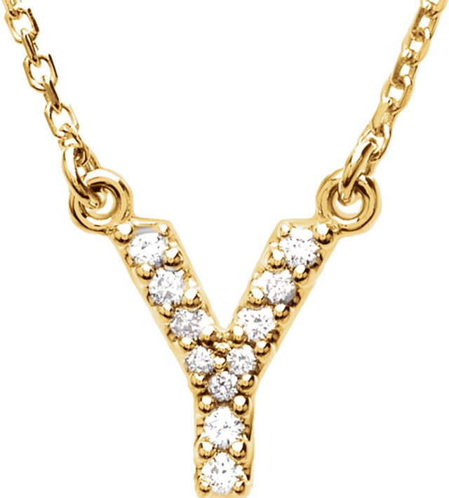 14K Yellow Gold .08 CTW Natural Diamond Initial Y 16" Necklace