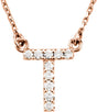 14K Rose 1/10 CTW Natural Diamond Initial T 16" Necklace