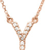 14K Rose .08 CTW Natural Diamond Initial Y 16" Necklace