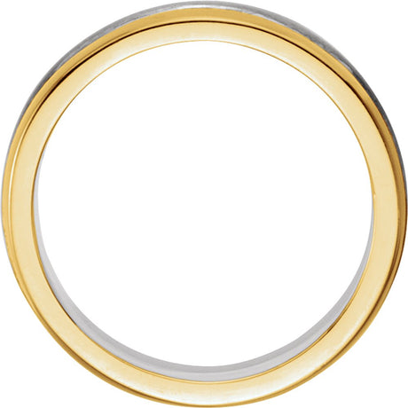 14K White/Yellow 6.75 mm Flat Edge Band with Polished & Satin Finish Size 9