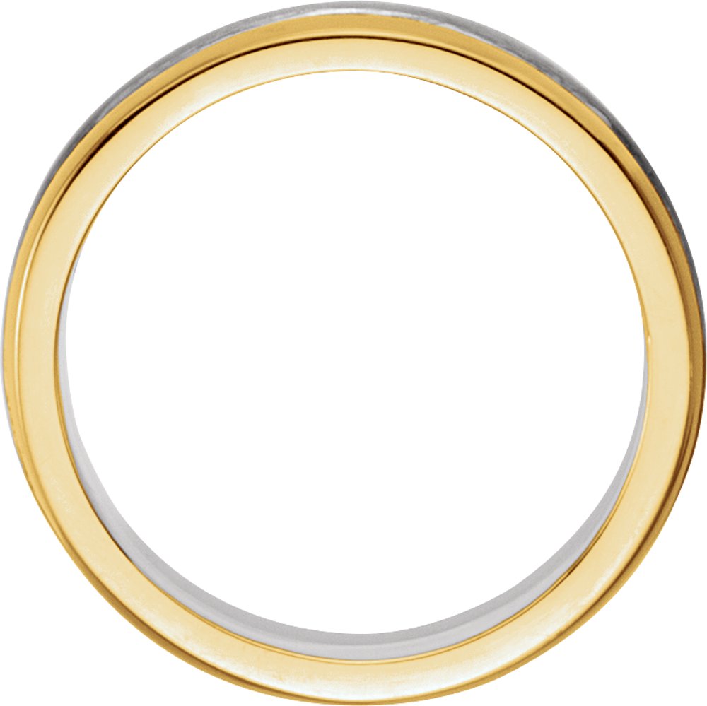 14K White/Yellow 6.75 mm Flat Edge Band with Polished & Satin Finish