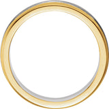 14K White/Yellow 6.75 mm Flat Edge Band with Polished & Satin Finish