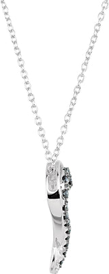 Sterling Silver 1/5 CTW Natural Black & White Diamond Heart 18" Necklace