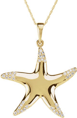 14K Yellow Gold 1/6 CTW Natural Diamond Starfish 18" Necklace