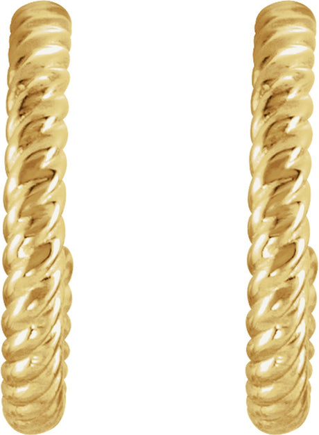 14K Yellow Gold Rope 12 mm Hoop Earrings