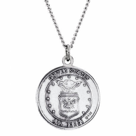 Sterling Silver 18 mm St. Christopher U.S. Air Force Medal 18" Necklace