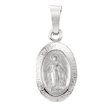 14K White 12x8 mm Oval Miraculous Medal