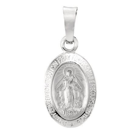 14K White 15x11 mm Oval Miraculous Medal