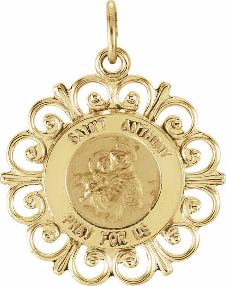 14K Yellow 18 mm St. Anthony Medal