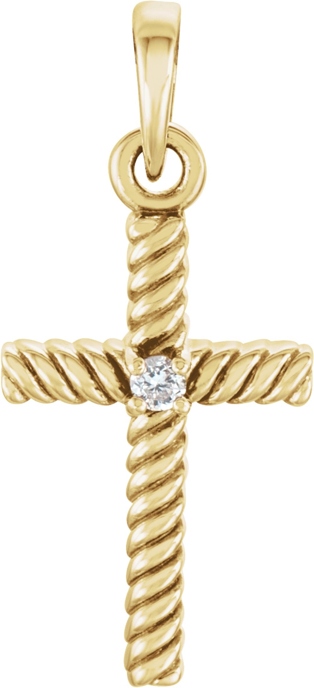 14K Yellow .015 CT Natural Diamond Cross Pendant