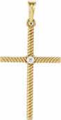 14K Yellow .03 CT Natural Diamond Cross Pendant