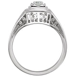 14K White 1/6 CTW Natural Diamond Filigree Ring