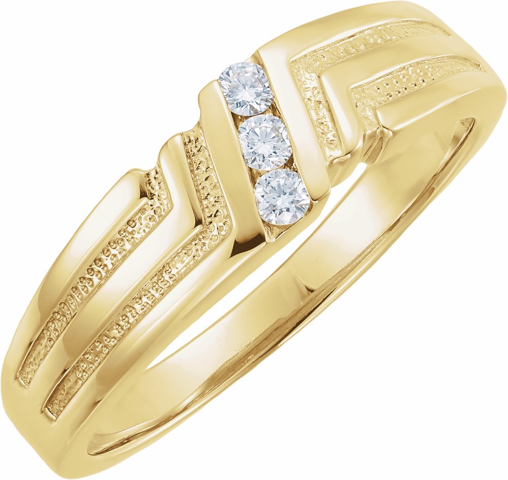 14K Yellow 1/8 CTW Natural Diamond Three-Stone Band