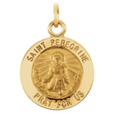 14K Yellow 12 mm Round St. Peregrine Medal
