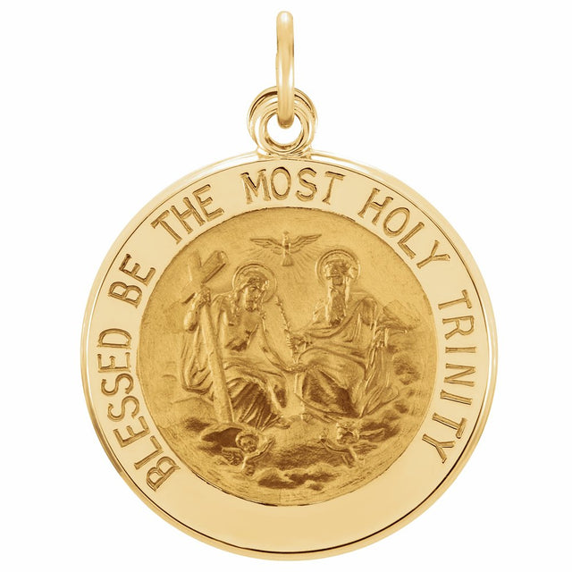 14K Yellow 18 mm Round Holy Trinity Medal