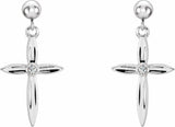 14K White .04 CTW Natural Diamond Cross Earrings