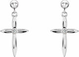14K White Gold .04 CTW Natural Diamond Cross Earrings