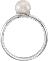 14K White 6.5-7 mm Cultured White Freshwater Pearl Ring