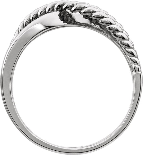 14K White Rope Criss-Cross Ring