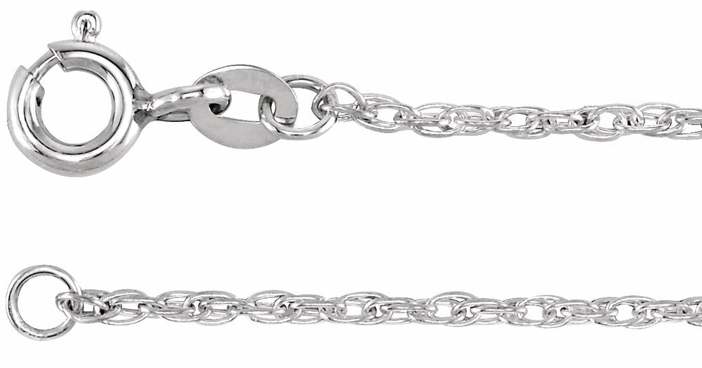 Sterling Silver 1.25 mm Rope 18" Chain