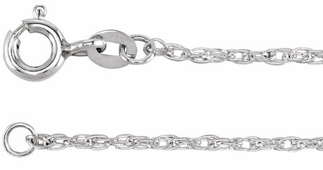 Sterling Silver 1.25 mm Rope 16" Chain
