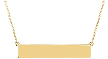 14K Yellow Be Posh® Engravable Bar 17 1/2" Necklace