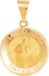 14K Yellow 15 mm Round Hollow St. Gerard Medal