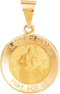 14K Yellow 15 mm Round Hollow St. Gerard Medal
