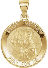 14K Yellow 18 mm Round Hollow St. Matthew Medal