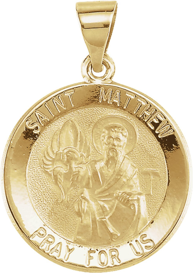 14K Yellow 18 mm Round Hollow St. Matthew Medal
