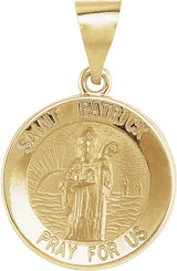 14K Yellow 15 mm Round Hollow St. Patrick Medal