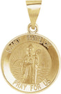 14K Yellow 15 mm Round Hollow St. Patrick Medal
