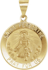 14K Yellow 18 mm Round Hollow St. Peregrine Medal